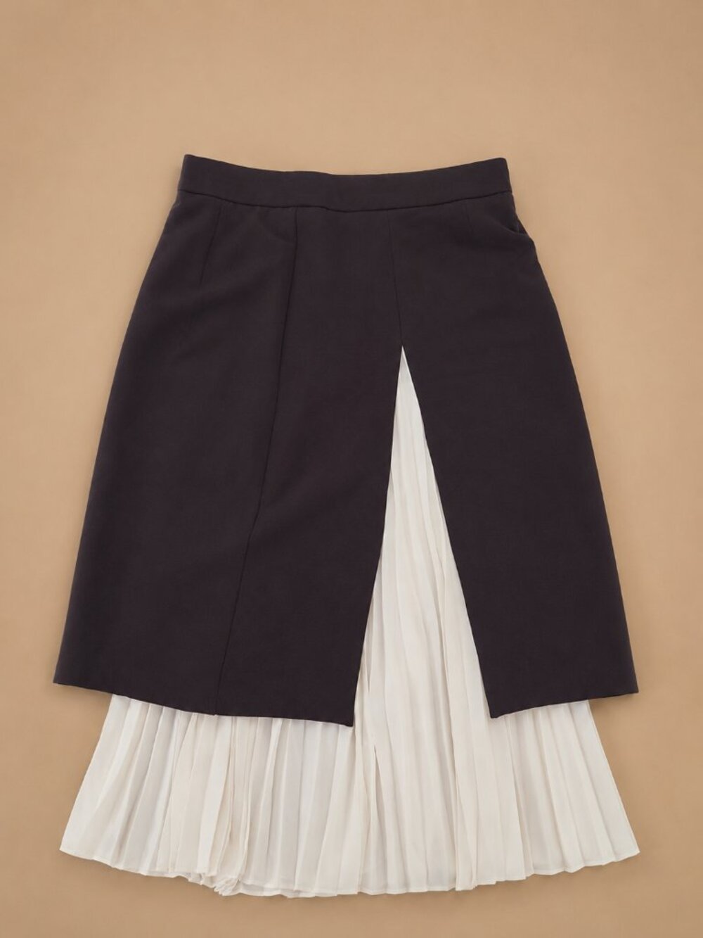 Commense Black Pleated Skirt with White Insert SKU #4
